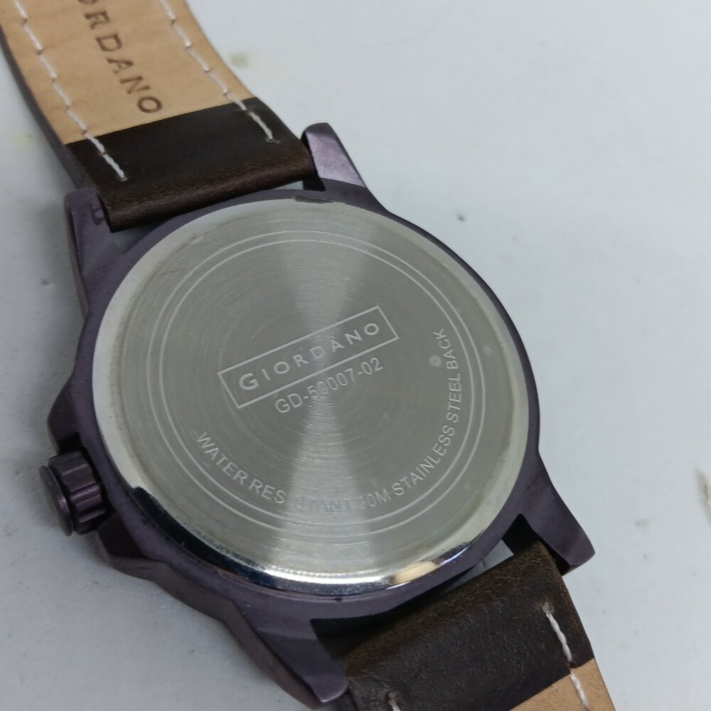Giordano GD-50007-02 Men's 45mm Brown Multifunction Leather Strap Watch NEW BATT - Picture 11 of 12